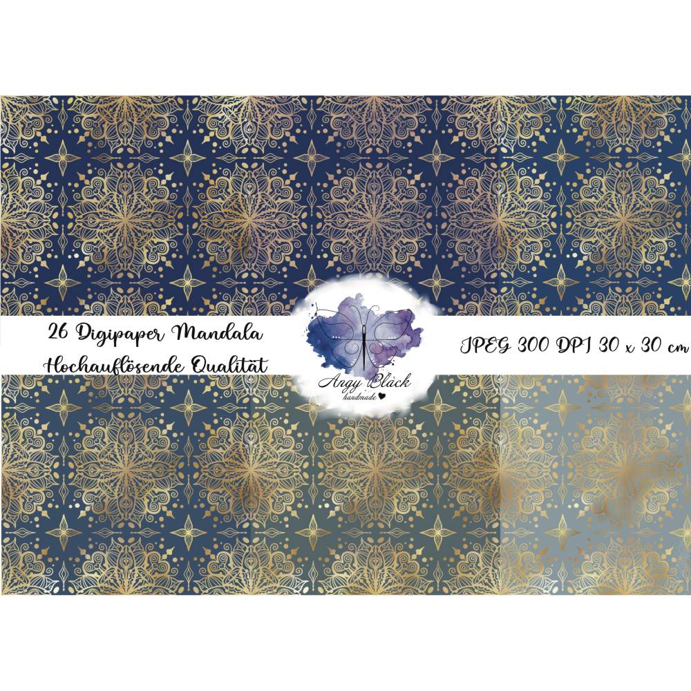 Mandala 26 Digipaper JPEG hochauflösende Qualität (300 DPI) Endlosmuster  auch für Weihnachten passend Bild 2