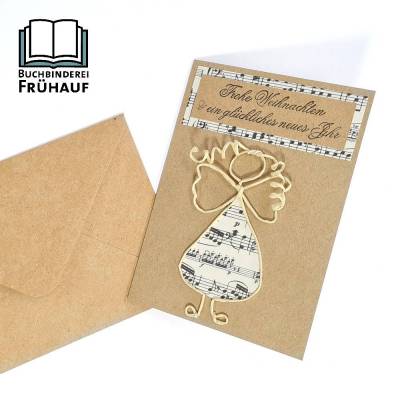 Weihnachtskarte mit Papierdrahtfiguren Engel Papierdrahtengel