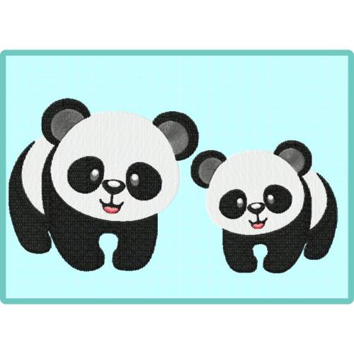 Stickdatei Panda in 2 größen 100x90  130x118 mm