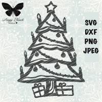 Weihnachtsbaum Folienplott und Papier,schlicht DXF, SVG,PNG, JPEG