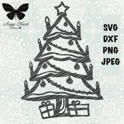 Weihnachtsbaum Folienplott und Papier,schlicht DXF, SVG,PNG, JPEG