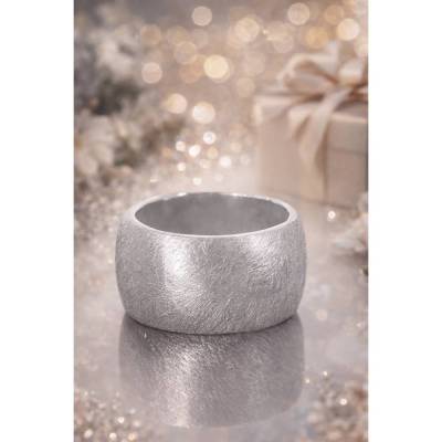 Goldschmiede Silberring "to scratched" in 925er Sterling Silber, Ring Silber breit unisex, Verlobungsring