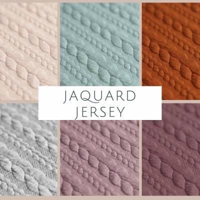 ab 50cm Jacquard Jersey Zopfmuster Stoff Meterware - Kinderpulli, Stirnband, Herbstjacke