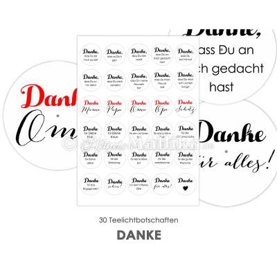 DANKE Teelicht - Botschaften Teelicht Vorlagen Bilder für Teelichter digitale Datei zum Selbstausdrucken Teelichter