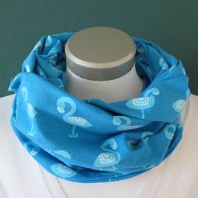 Loop Schal Damen Jersey blau Flamingo Baumwolle Schlauchschal Baumwolljersey Loopschal