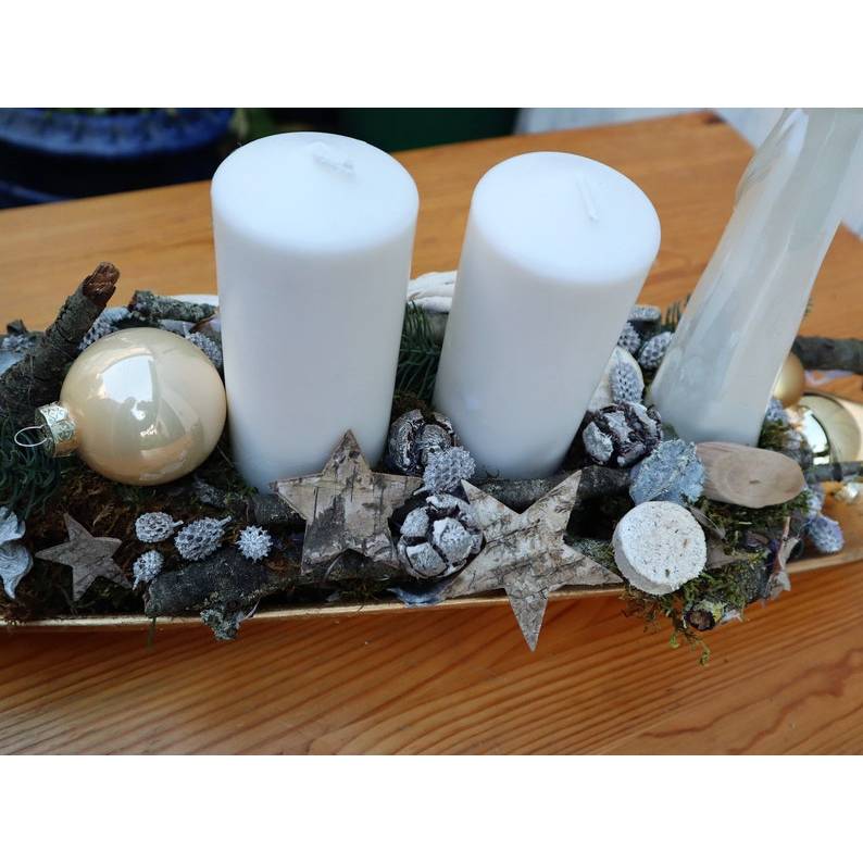 Adventsgesteck Kerzengesteck Weihnachtsdeko länglich