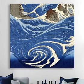 Naruto Whirlpool - Japanische Kunst - Leinwandbild - Großformat - Wandbild - Holzschnitt - abstrakt - Meer - blau