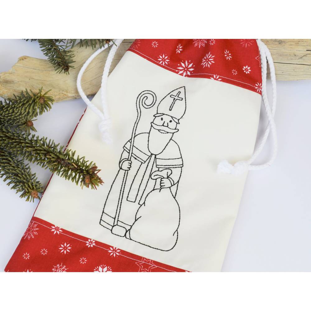 Stickdatei Nikolaus heiliger Nikolaus Redwork SET Bild 1