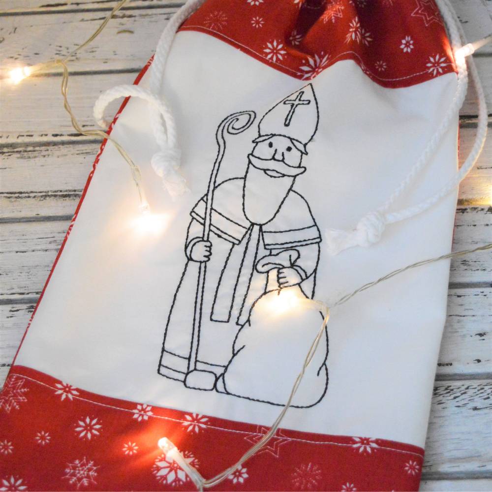 Stickdatei Nikolaus heiliger Nikolaus Redwork SET Bild 4