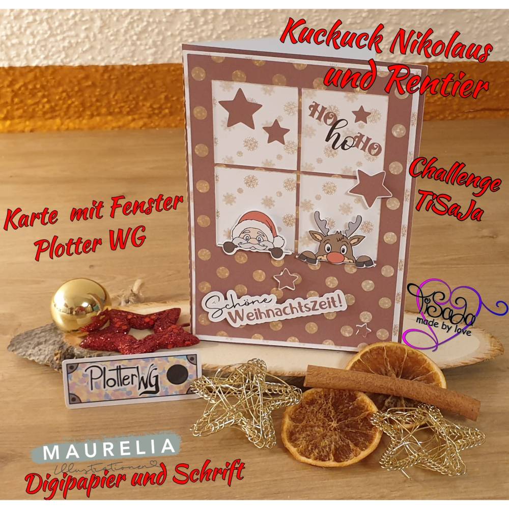 TiSaJa - Plotterdatei "Kuckuck Nikolaus und Rentier" SVG, DXF, inkl. Digistamp PNG Bild 5