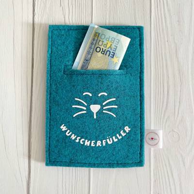 Filz Wunscherfüller, Weihnachten, Geldgeschenk, Gutscheinhülle, Geldverpackung, Katze, Geschenkidee