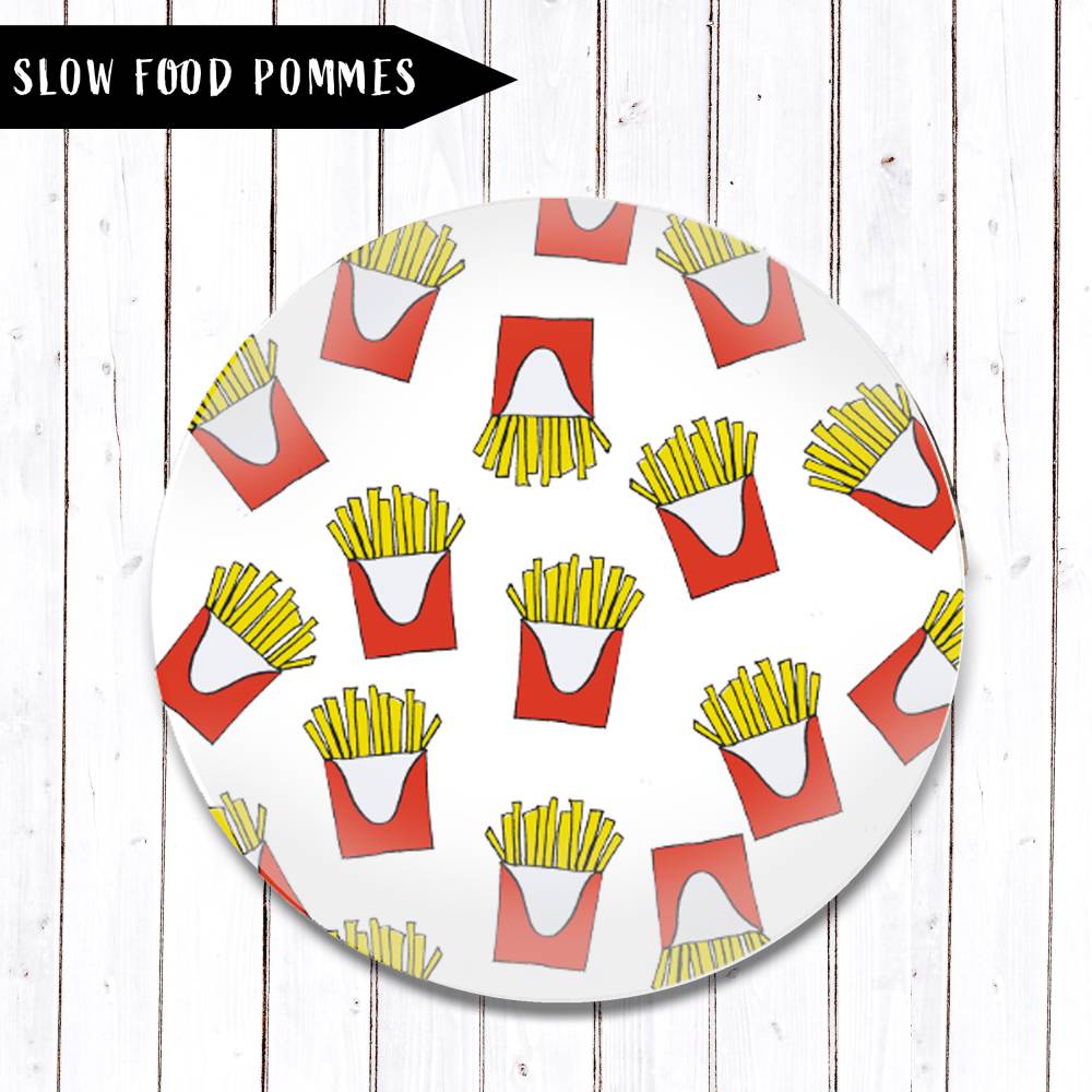 Handgemachter Taschenspiegel mit Pommes Motiv – Kalorienfrei & Liebevoll illustriert Bild 2