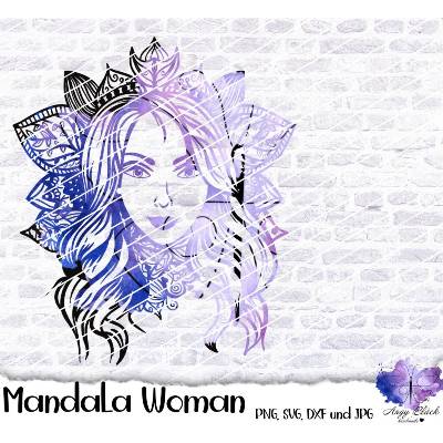 Mandala Style Frau Mandala Zentangle Clipart Download druckbare Schneidedatei DXF, SVG,PNG, JPEG