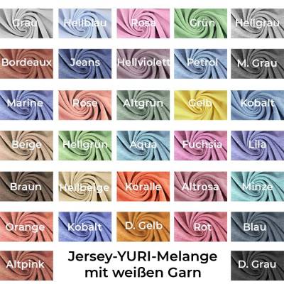Hochwertiger Jersey-YURI-Melange-Weißer Garn-150 cm breit-220 g/QM-50 cm Schritte-Meterware-32 Farben