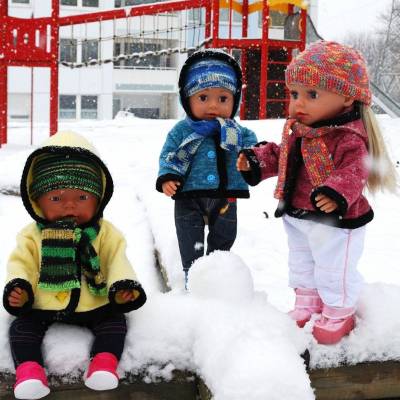 Warme Fleece-Kapuzenjacke für Puppen Gr. 40-43 cm, Hoody for Dolls