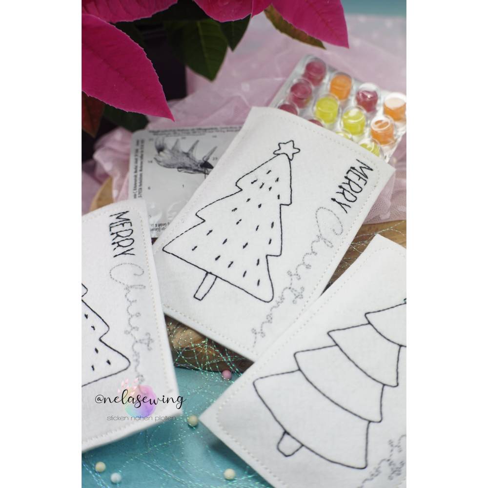 Digitale Stickserie Small Wrapping Christmas Trees ITH 13x18 (5x7") Bild 3