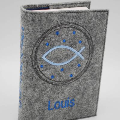 Fisch im Kreis Gotteslobhülle Gebetbuch Hülle Geschenk Kommunion Firmung Geschenkidee Gott Kirche religiös personalisier