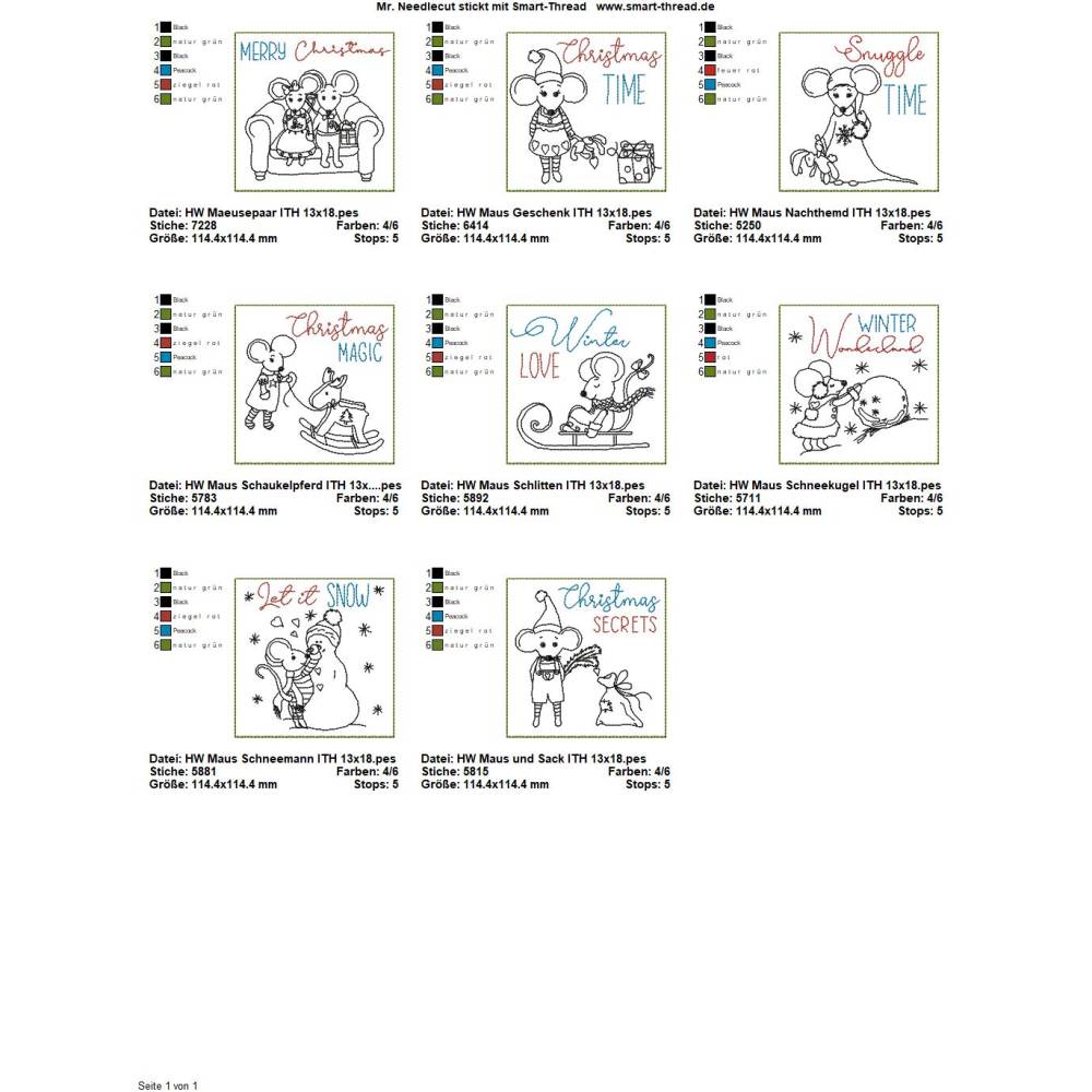 Digitale Stickserie Happy Wrapping Little Winter Mouse ITH 13x18 (5x7") Bild 2