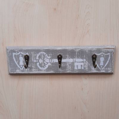 Schlüsselbrett "Schlüssel" mit 3 Haken im Shabby Look