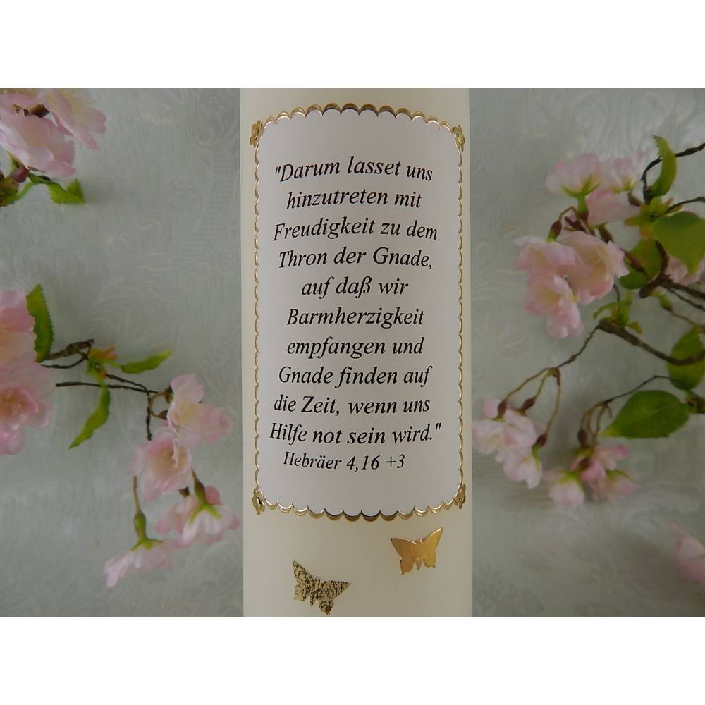 Spruch für jede Taufkerze, Kommunionkerze Geburtskerze oder Hochzeitskerze