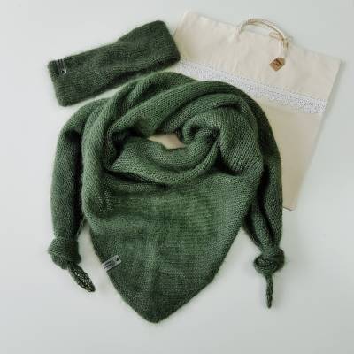 Schal gestrickt Damen Tuch Halstuch Baktus Mohair Strickschal bunt Geschenk Hochzeit Wedding Christmas Weihnacht Geburts