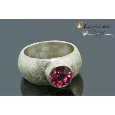 Goldschmiede Solitärring "Matt finished", massiv 925 Sterling Silber, Silberring, Silberschmuck handmade