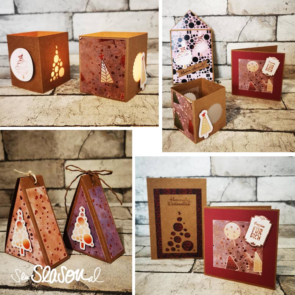 Digipapier Tannenbäume Weihnachten, inkl. Tannenbaum-Digistamps und Schneidedatei, vier weihnachtliche Digi-Paper Bild 5