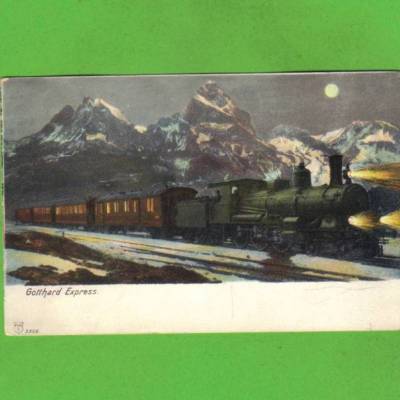 AK - Gotthard Express bei Nacht - um 1900