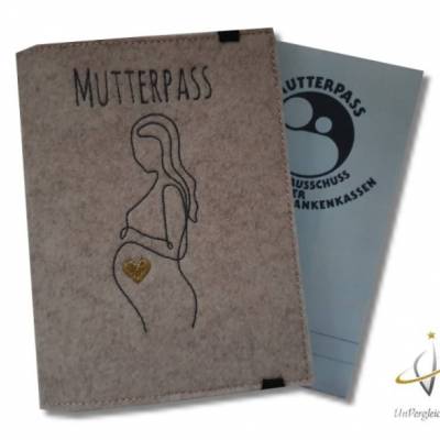 Mutterpasshülle personalisierbar Filzhülle Mutterpass OneLine ArtLine Mama beige meliert