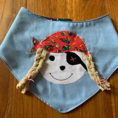 Halstuch für Mädchen Applikation Piratenmädchen wendbar Gr.2-7 Jahre