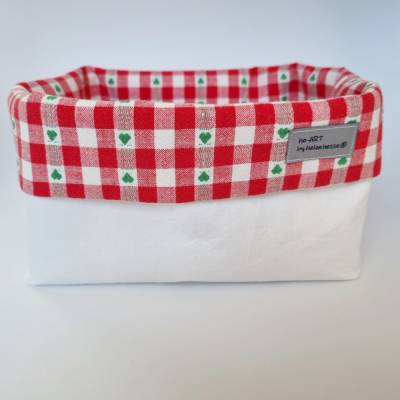 Utensilo aus Vintagestoffen in rot-weiß "Karo mit Herzen" von he-ART by helen hesse