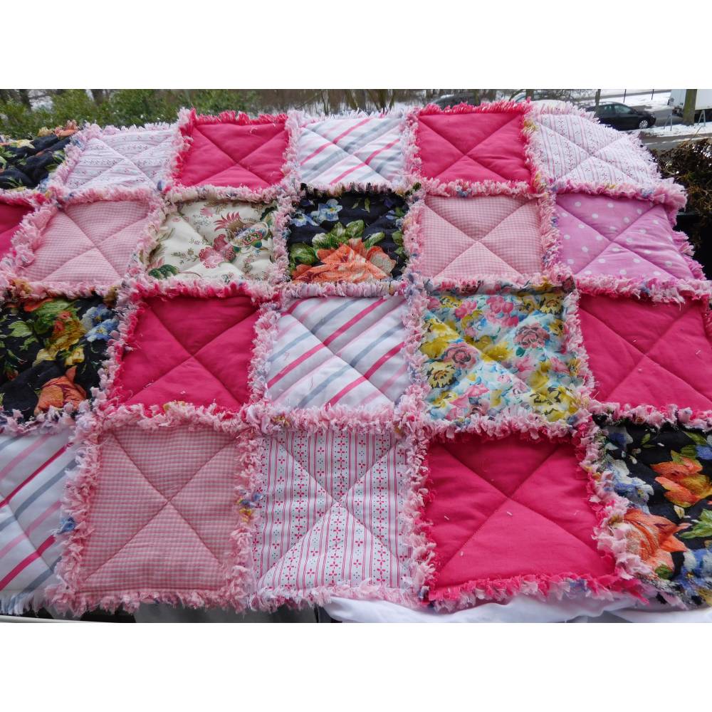 Tagesdecke Patchwork rosa , Patchworkdecke Kinder , Quilt Tagesdecke Patchwork