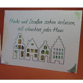 Häuser-Set - Karte, Teelichthaus und Häuserfassaden