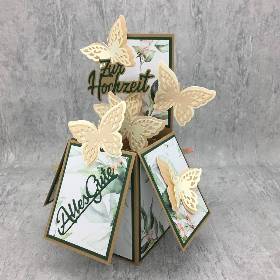 Grußkarte, Pop-up Box Karte, Schmetterling, Hochzeit