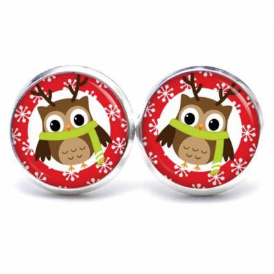 Ohrstecker, Ohrhänger, Clipse Weihnachten Eule Weihnachtseule XMas Christmas 