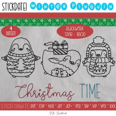 Digitale Stickdatei Christmas Time Blackwork 13x18 - 18x30