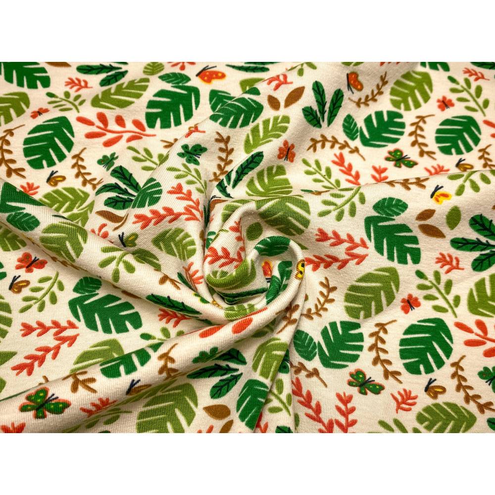 Jersey Monstera - 16,50 EUR/m - rohwei - Bltter - Blumen - Schmetterlinge