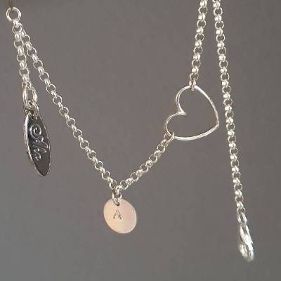 Personalisiertes Armband aus Silber mit Herz, Namensarmband mit Initialen, Weihnachtsgeschenk für sie