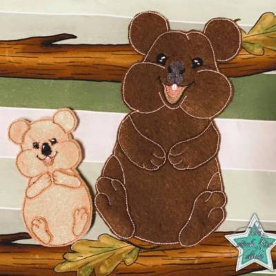 Doodle Stickdatei Quokka Baby und erwachsen