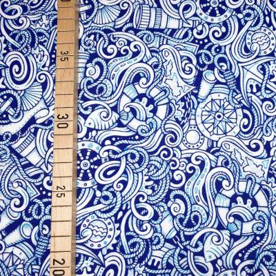 Jersey Maritim - 16,50 EUR/m - hellblau - Allover-Druck
