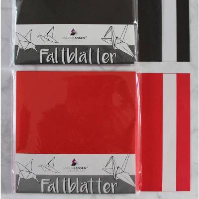 Faltblätter Duo „Rot-Weiß“ oder „Schwarz-Weiß“ 15 x 15 cm