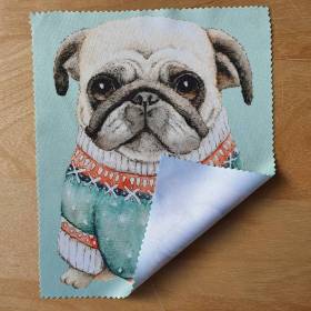 Brillenputztuch, Glasreinigungstuch, Handy, Pc-Tuch etc. "Hund, Mops"