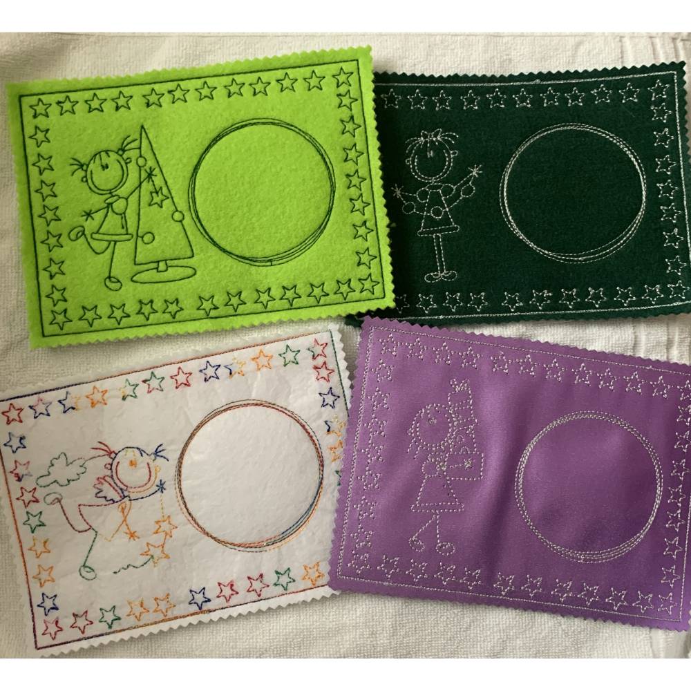 Stickdatei Weihnachten MUG RUG Doodle Strichmännchen In the Hoop ITH  Maschinenstickerei Set 651chnullertuch Bild 1