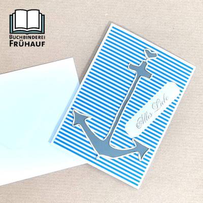 Geburtstagskarte Grußkarte mit Papierdrahtfigur Anker Alles Liebe