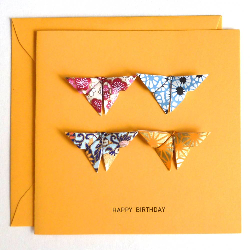 Glückwunschkarte mit Origami Schmetterlinge Bild 2