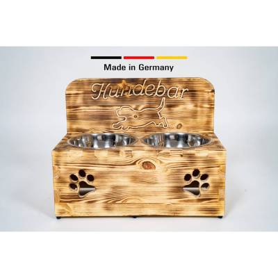 Hundebar XXL 2x1600mL Erhöhter Futterspender mittlere & größere Hunde mit Spritzschutz/Rückwand 21cm Futterhöhe