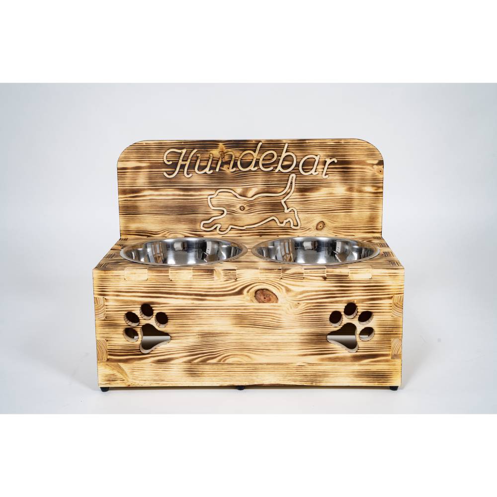 Hundebar XXL 2x1600mL Erhhter Futterspender mittlere & grere Hunde mit  Spritzschutz/Rckwand 21cm Futterhhe
