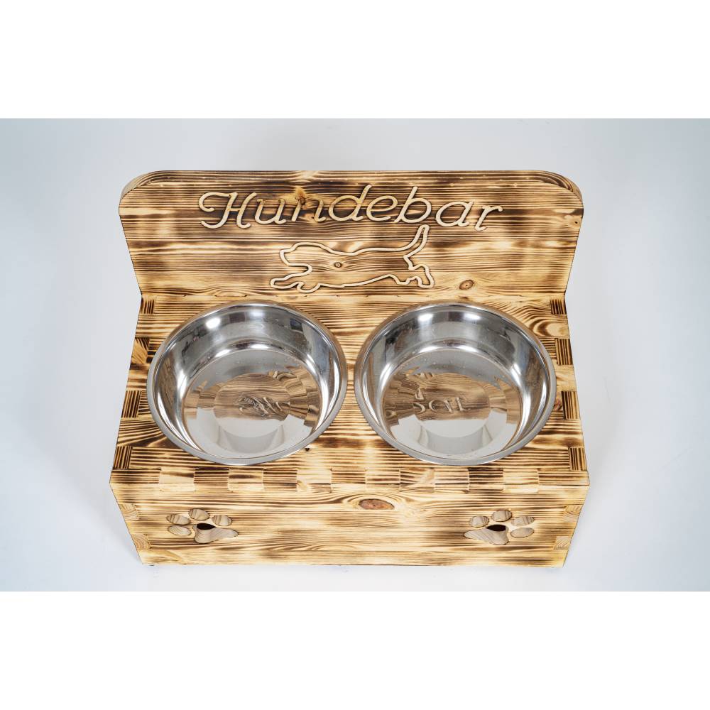 Hundebar XXL 2x1600mL Erhhter Futterspender mittlere & grere Hunde mit  Spritzschutz/Rckwand 21cm Futterhhe