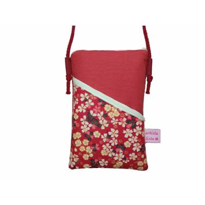 Handytasche zum Umhängen dunkelrot Crossbag Mini Umhängetasche handmade aus Baumwollstoff Auswahl Farbe Muster Größe