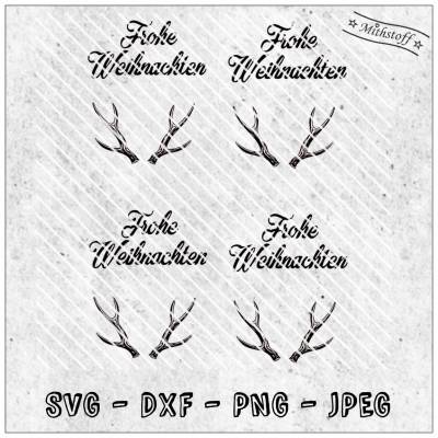 Plotterdatei - frohe Weihnachten - Geweih - SVG - DXF - Datei - 